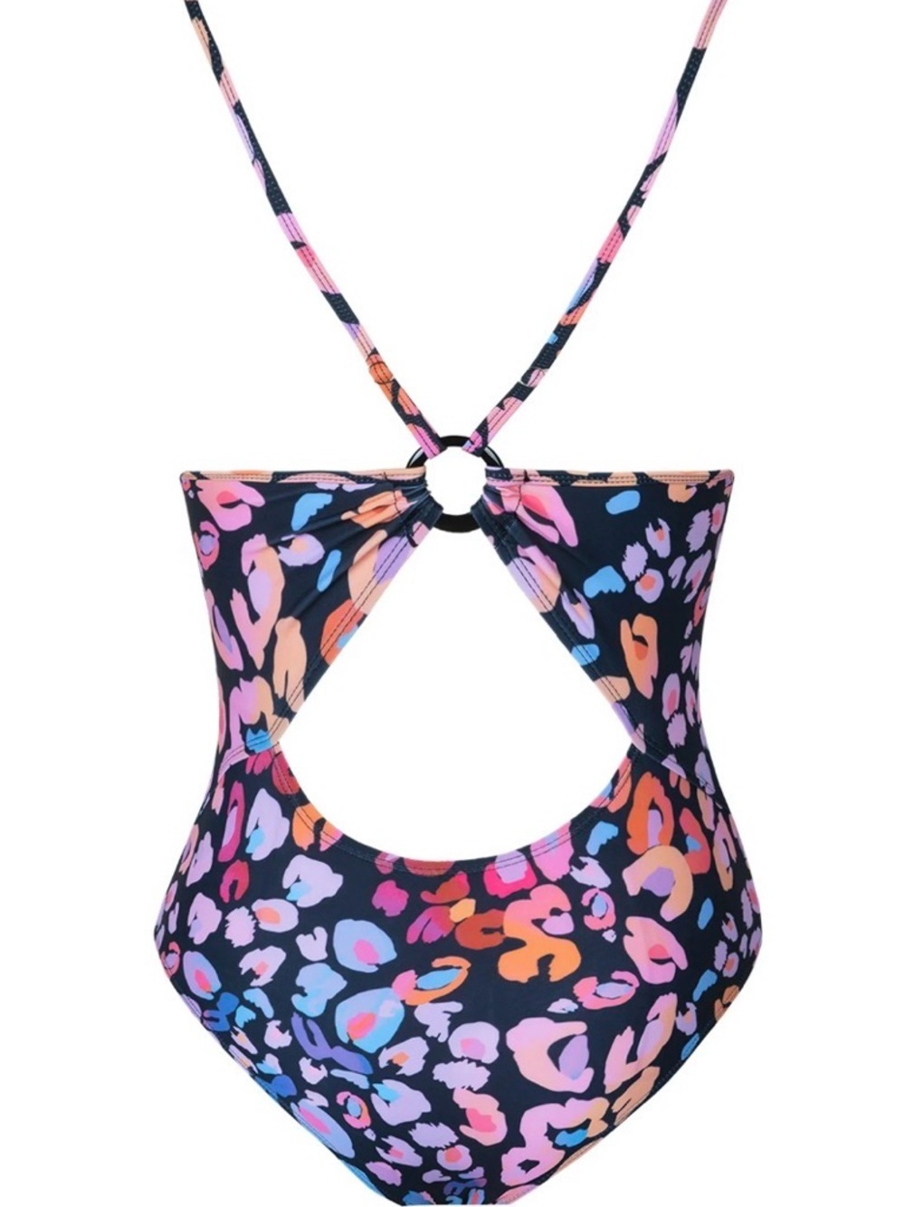 NWT Cupshe Multicolored Leopard Print O-Ring One Piece Swimsuit Sz XL (S2) - Picture 5 of 8